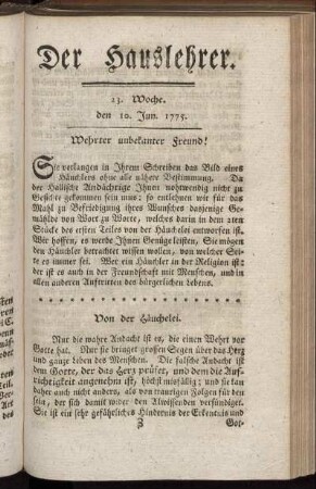 23. Woche, d. . Jun. 1775