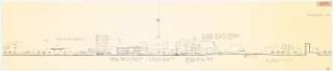 Neuordnung des Gebietes um den Mehringplatz, Berlin-Kreuzberg Schinkelwettbewerb 1963: Panoramaansicht Skizze Erläuterung Ost