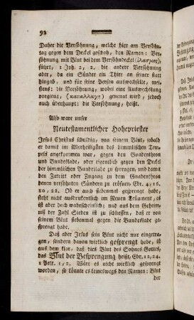 92-95, Also ware unser Neutestamentlicher Hohepriester; DerIevitische Hohepriester