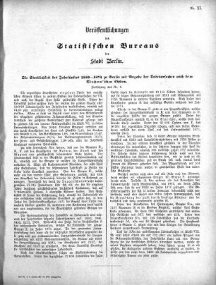 1875,11: Veröffentlichungen des Statistischen Bureaus der Stadt Berlin