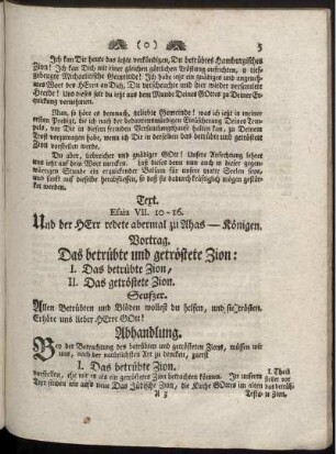 Vortrag. Das betrübte und getröstete Zion.