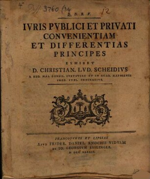 Iuris publici et privati convenientiam et differentias principes