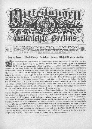 Von unserem Allerhöchsten Protektor Seiner Majestät dem Kaiser