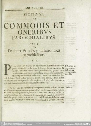 Sectio VII. De Commodis Et Oneribus Parochialibus