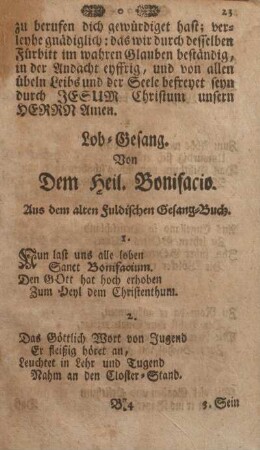 Lob-Gesang von dem heil. Bonifacio.