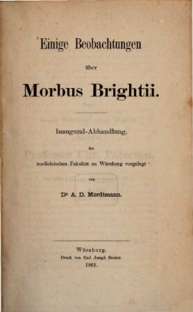 Einige Beobachtungen über Morbus Brightii