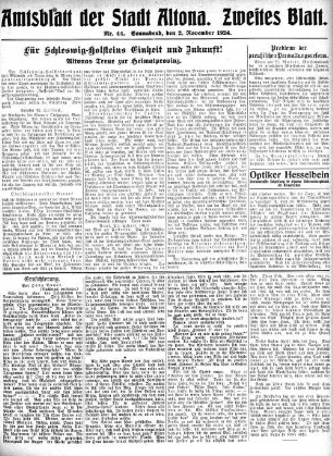 Nummer 44. Zweites Blatt. : Sonnabend, den 2. November 1924