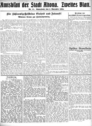 Nummer 44. Zweites Blatt. : Sonnabend, den 2. November 1924