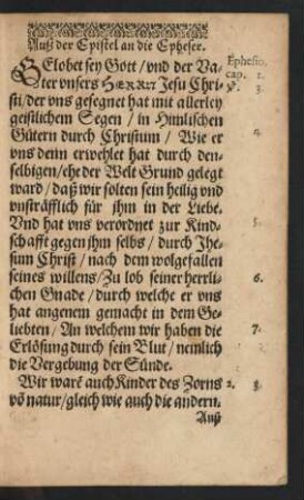 Auß der Epistel an die Epheser.