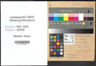 Entnazifizierung Klara Becker , geb. 24.07.1907 (Geschaeftsfrau)