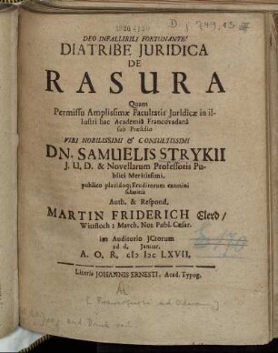 Diatribe Iuridica De Rasura