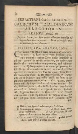 Sebastiani Castellionis Sacrorum Dialogorum Selectiores