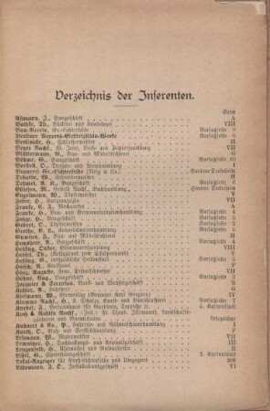 Verzeichnis der Inserenten