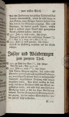 Zusätze und Abänderungen zum zweyten Theil.