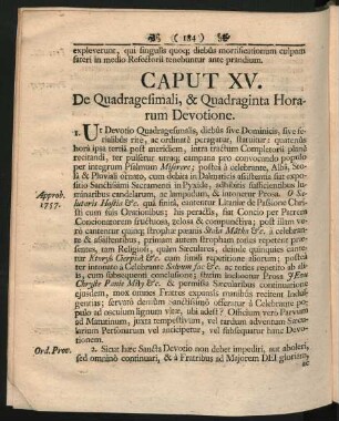 Caput XV. De Quadragesimali, & Quadraginta Horarum Devotione.