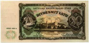 Geldschein, 20 Lati, 1936