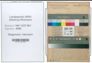 Entnazifizierung Hermann Stegemann , geb. 13.10.1885 (Verwalter)