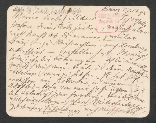Briefkarte an Marie von Bülow : 27.12.1895