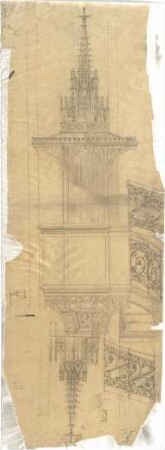 Schmidt, Friedrich von; Skizzen und Pläne - Kanzel (Ansicht, Details)