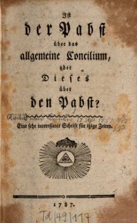 Neueste Sammlung jener Schriften, die von einigen Jahren her über verschiedene wichtige Gegenstände zur Steuer der Wahrheit im Drucke erschienen sind. 31. 1787