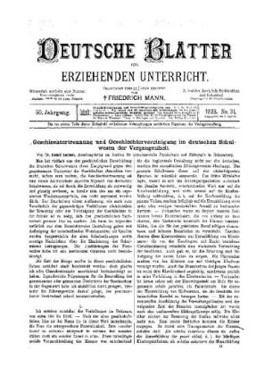 Geschlechtertrennung und Geschlechtervereinigung im deutschen Schulwesen der Vergangenheit