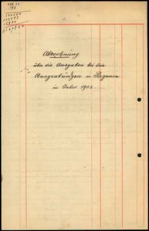 Pergamon-Rechnung für 1902