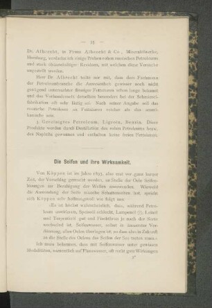 Die Seifen und ihre Wirksamkeit.