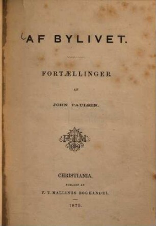Af Bylivet : Fortaellinger af John Paulsen