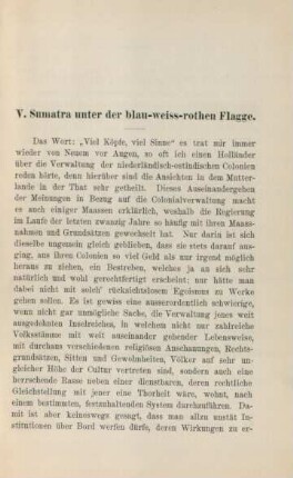 V. Sumatra unter der blau-weiss-rothen Flagge