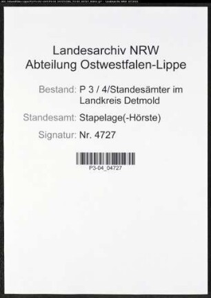 Heiratsregister Standesamt Stapelage(-Hörste)