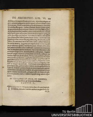 De Tricliniis Et Oecis, Et Exedris, et pinacothecis, et eorum dimensionibus. Caput V.