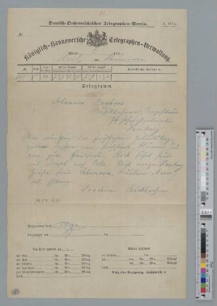 Telegramm an Johannes Brahms