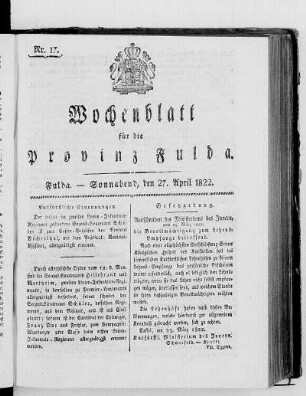 Nr. 17, Ausgabe vom 27. April 1822