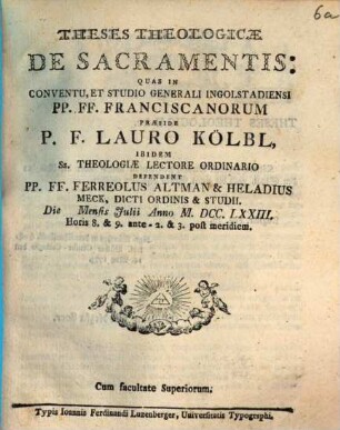 Theses theologicae De sacramentis