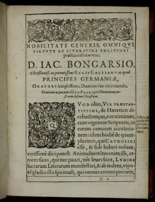 Nobilitate Generis ... D. Iac. Bongarsio ...