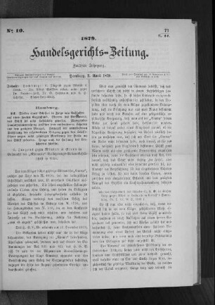 No 10. 1879. Handelsgerichts-Zeitung.