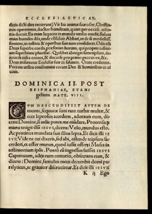 Dominica II. Epiphaniae, Evangelium Matt. VIII.