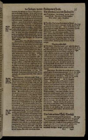 Ein Sermon von dem hochwirdigen Sacrament/ des heiligen waren Leichnams Christi [...]
