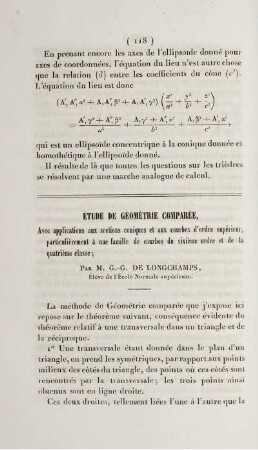 Étude de géométrie comparée.