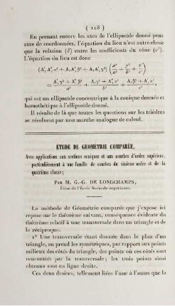 Étude de géométrie comparée.