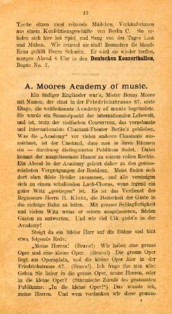 A. Moores Academy of music.