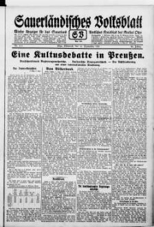 Sauerländisches Volksblatt : aeltester Anzeiger des Sauerlandes : ueber 100 Jahre Heimat- und Kreisblatt im Kreise Olpe : Tageszeitung für Politik, Unterhaltung und Belehrung