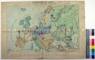 Satirische Europakarte von Paul Hadol mit Darstellung der Machtverhältnisse des Jahres 1871