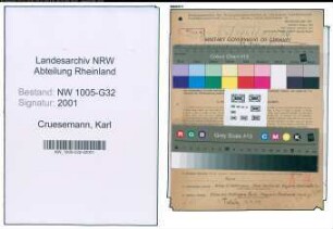 Entnazifizierung Karl Cruesemann , geb. 17.09.1893 (Baufuehrer)