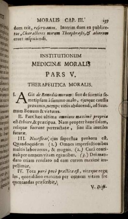 Institutionum Medicinae Moralis Pars V. Therapeutica Moralis