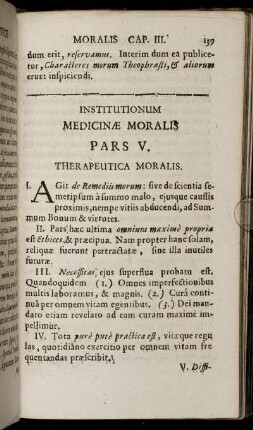 Institutionum Medicinae Moralis Pars V. Therapeutica Moralis