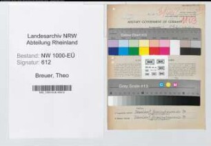 Entnazifizierung Theo Breuer, geb. 25.03.1893 (Landesinspektor)
