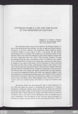Ottoman Family Law And The State In The Nineteenth Century