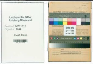 Entnazifizierung Hans Joest , geb. 12.04.1909 (Saenger)