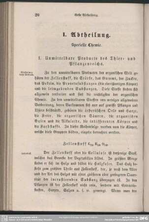 I. Abtheilung. Specielle Chemie